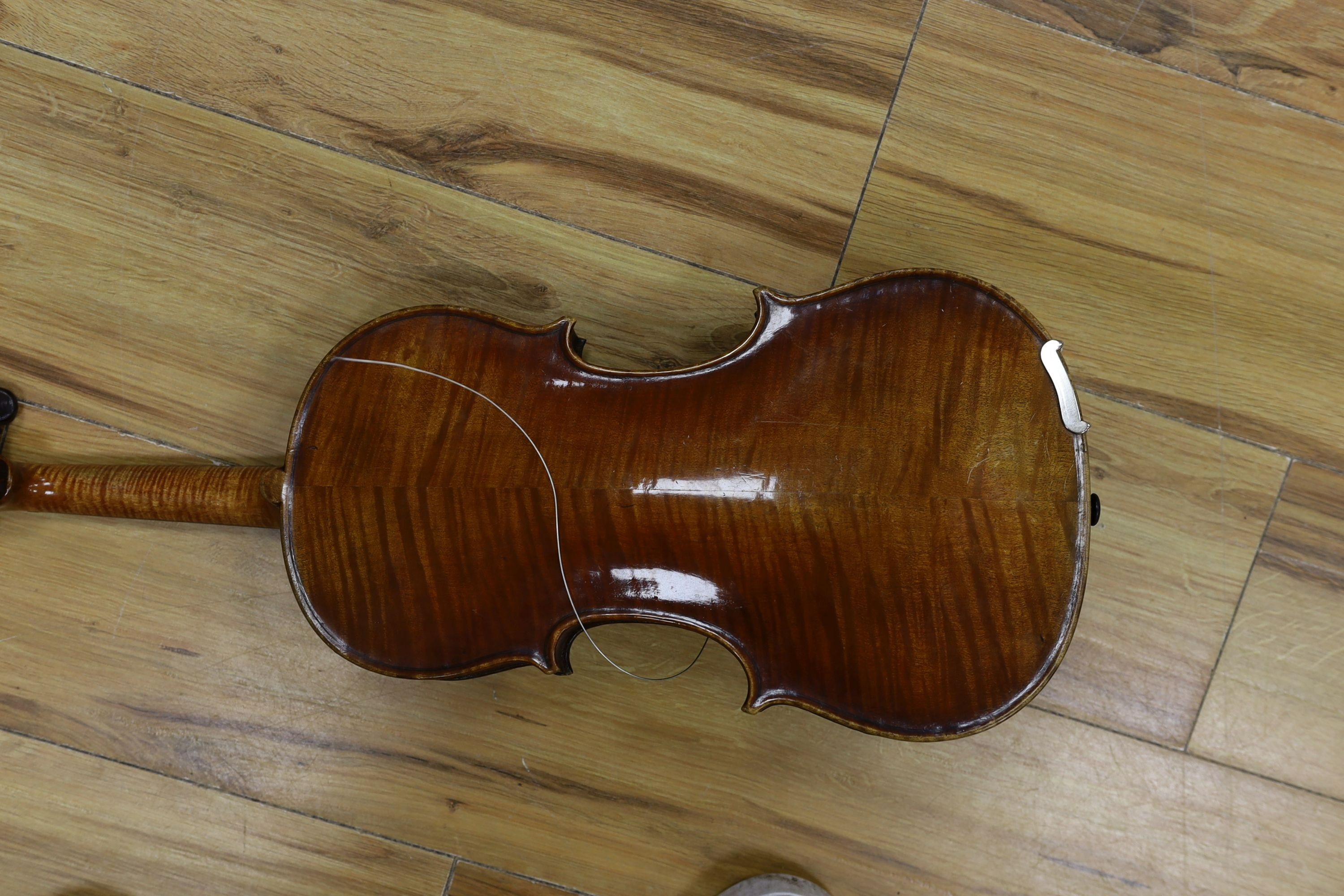 A 19th century cased violin, possibly John Walker